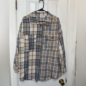 Women Size 2X Plaid Button-Up Shirt Jacket